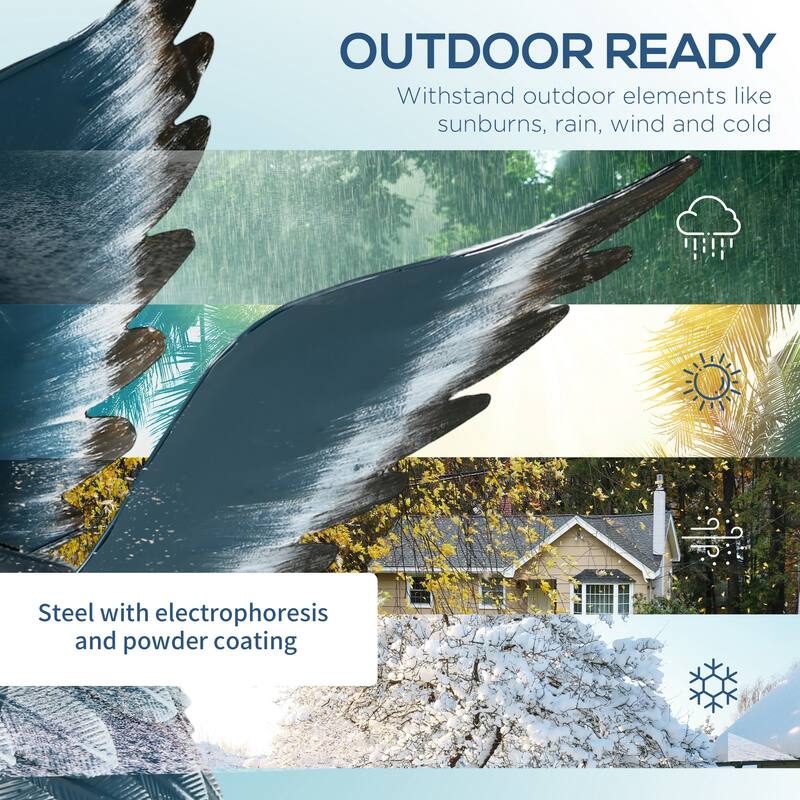 Outsunny Heron Garden Statues, 29" & 27.5" Standing Bird Sculptures, Metal Yard Art Decor for Lawn, Patio, Backyard