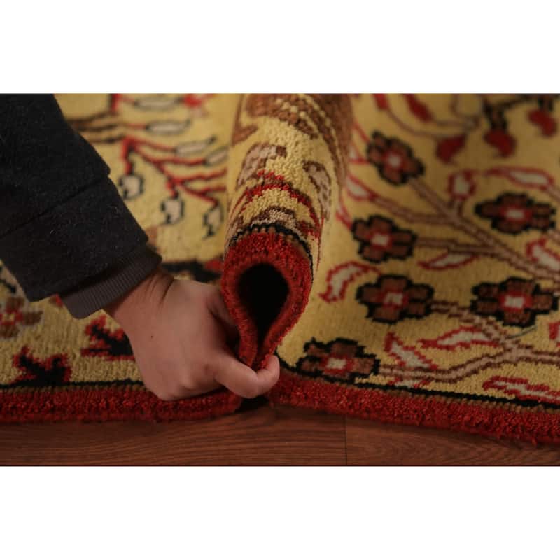 Animals Design Yellow Ziegler Indian Runner Rug Handmade Wool Carpet - 2'6"x 8'0"