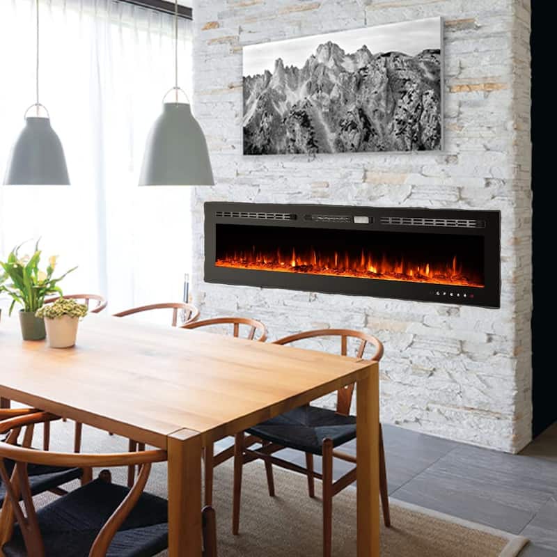 Electric Fireplace 12 Flame Color Wall Mounted - 70inch