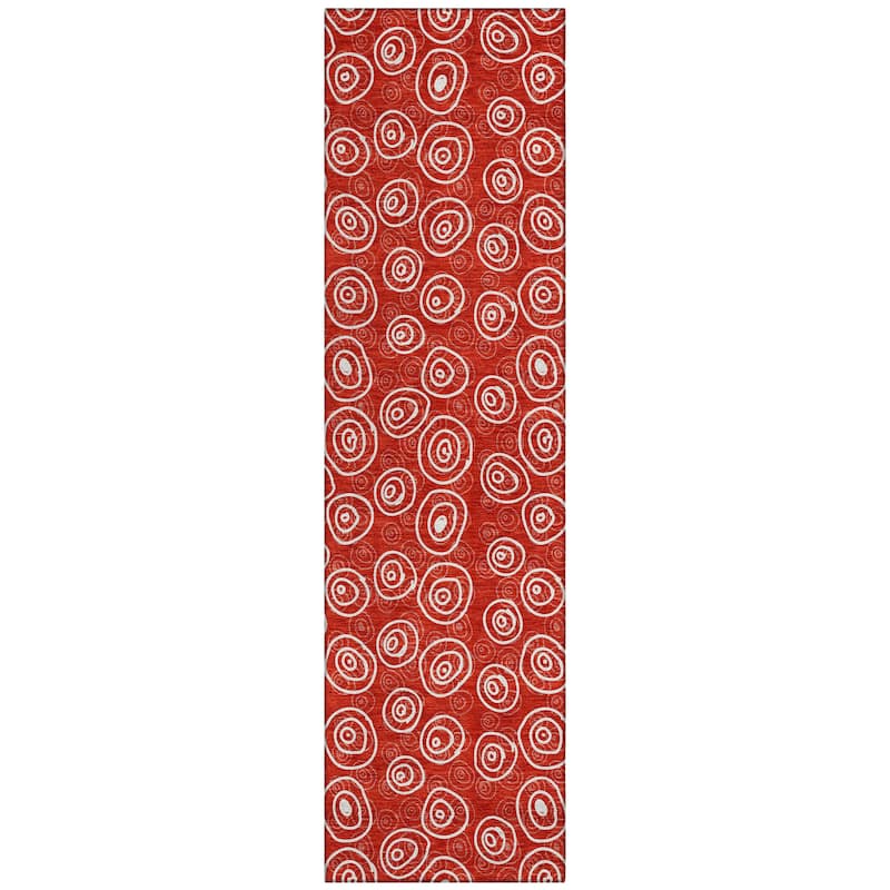 Machine Washable Indoor/ Outdoor Chantille Contemporary Bubbles Rug