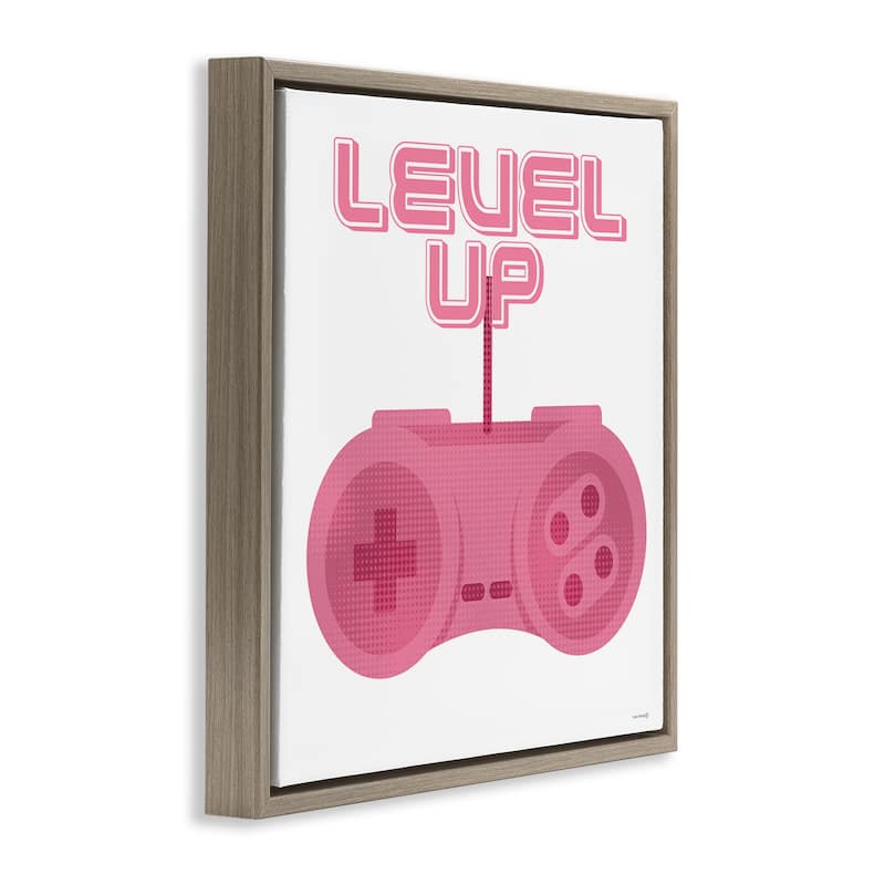 Stupell Girl Gamer Pink Level Up Framed Floater Canvas Wall Art Design By Yass Naffas Designs