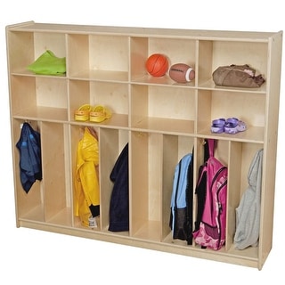 Contender 8 Section Coat Locker for Kids, Toddler Backpack & Cubby Shelving With Hooks, Baltic Birch Plywood Organizer - 60"