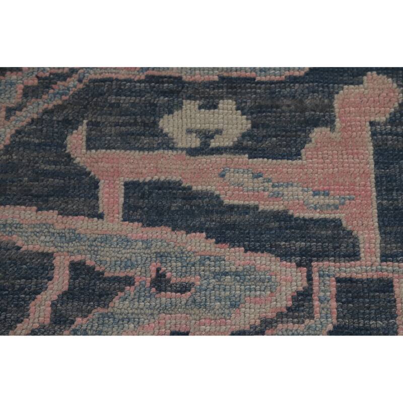 Hand Knotted Oriental 100% Wool Carpet Transitional All-Over Navy Blue & Blues Oushak Area Rug - 10' 10'' X 8' 0''
