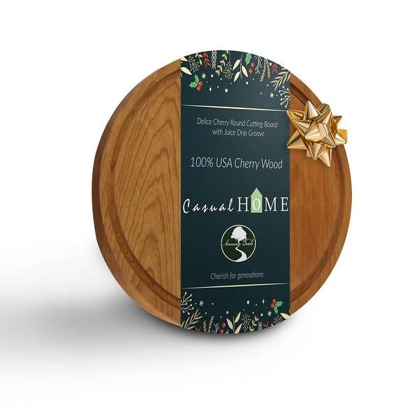 Delice Cherry Round Cutting Board With Juice Drip Groove Overstock 29029828