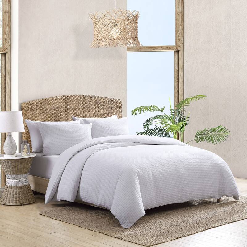 Tommy Bahama Basketweave Solid Cotton 3 Piece Comforter Set Bed Bath