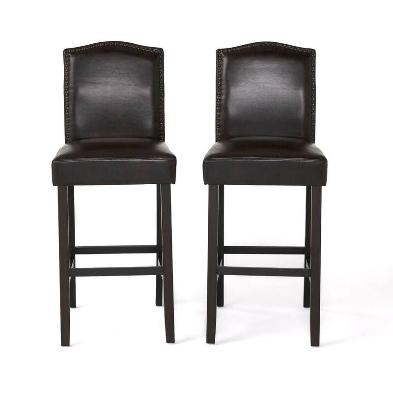 Faux Leather Barstools Set of 2 Counter Height Bar Stools for Kitchen Island