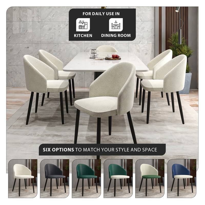 Upholstered Dining Chair in Leather/Fabric/Boucle with Wood Legs Set of 4 Paradiso Collection