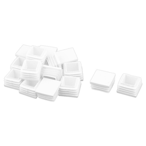 Unique Bargains 16 Pcs Antislip Plastic Square 30mm x 30mm Chair Foot Cover Table Furniture Leg Protector White