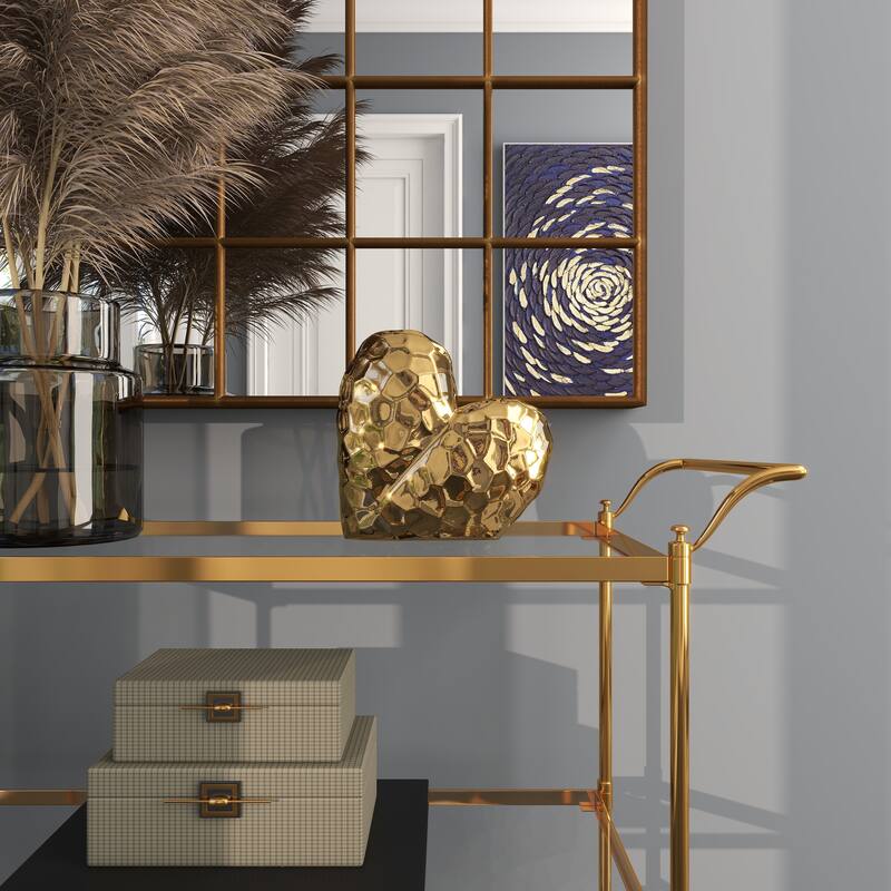 Gold, Black, Silver or White Porcelain Ceramic Dimensional Angled Origami Inspired Heart Decorative Sculpture