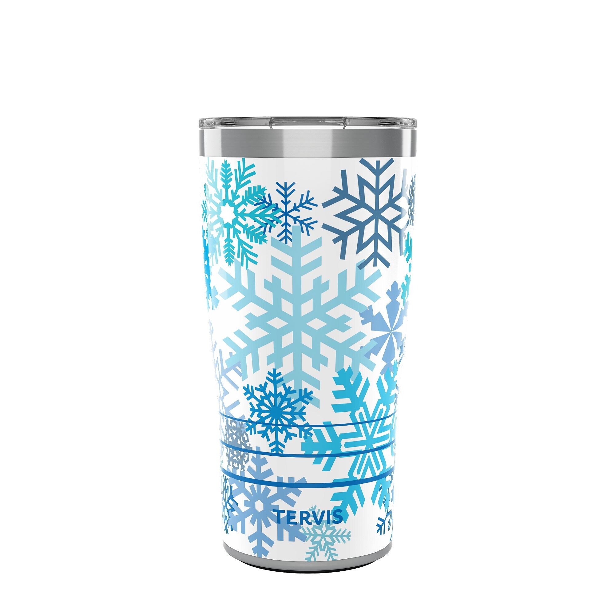 Tervis Traveler Christmas Holiday Blue Winter Snowflakes Triple Walled Insulated Travel Tumbler, Stainless Steel - 20oz