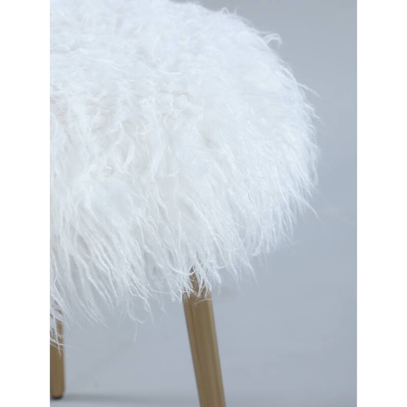 Roundhill Furniture Ravni Faux Fur Accent Ottoman with Gold Legs