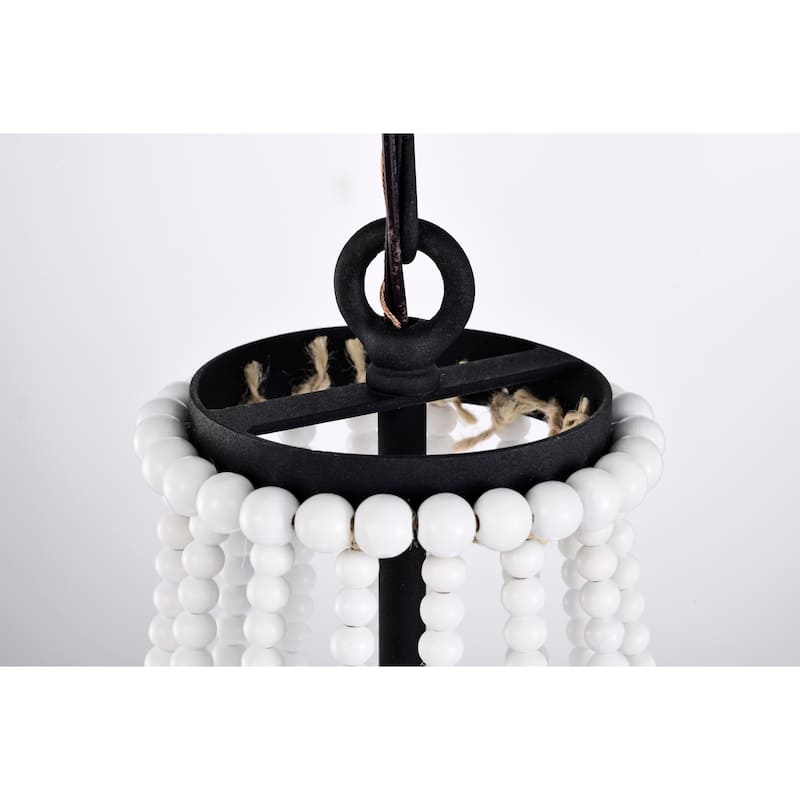 Rosa 11 Inch White Beads Bohemian Pendant Chandelier
