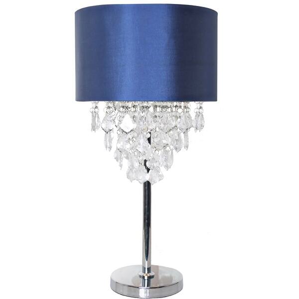 Shop Silver Orchid Yorke Chrome Finish Crystal Tiered Table Lamp With Navy Shade 13 L X 13 W X 25 75 H Overstock 23544825