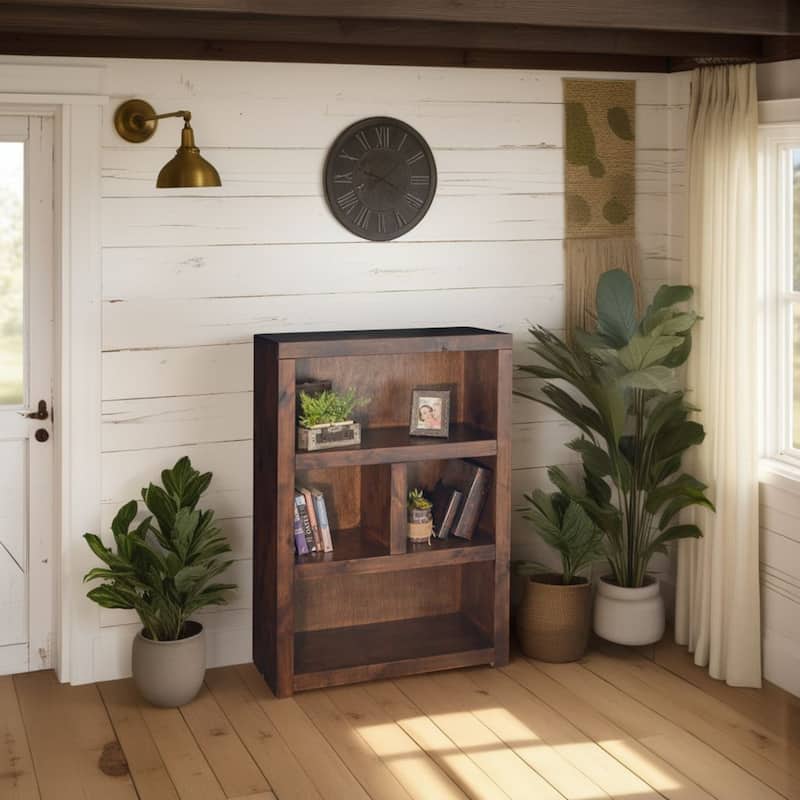 Bridgevine Home Sausalito 49 inch high Bookcase, No Assembly Required, Whiskey Finish
