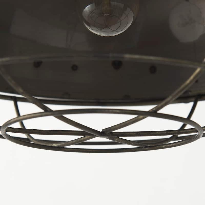 Zaio Weathered Antique Gold Metal Caged Pendant Light - 13"W x13"D x 19"H