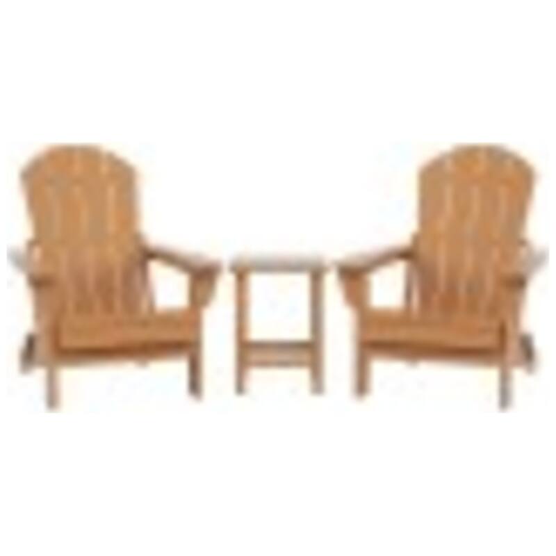 Laguna Hdpe All Weather Outdoor Patio Foldable Adirondack Chairs With Side Table (3-Piece Set) - Teak