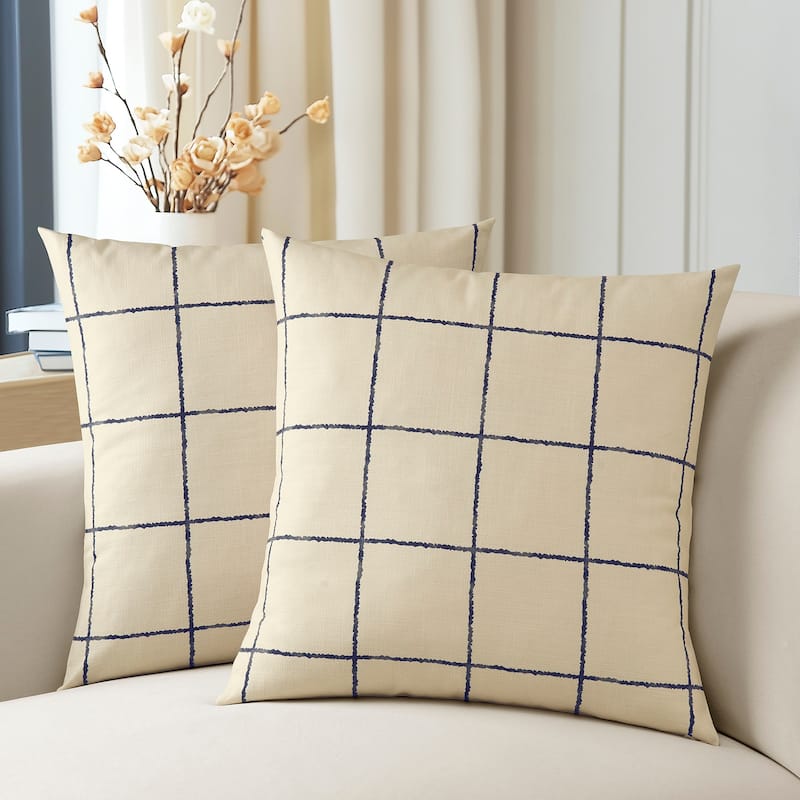 Exclusive Fabrics Printed Cotton Throw Pillow Covers 18 X 18 - Textured Decorative Pillow Covers (Set of 2)