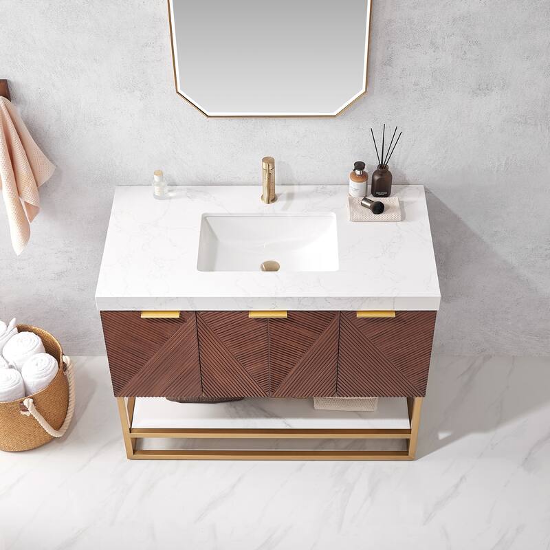 Mahon Single Bath Vanity with Composite Stone Top without Mirror