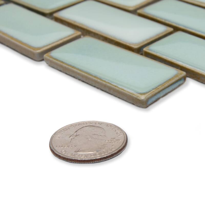 Merola Tile Hudson Subway Mint Green 11-3/4" x 12" Porcelain Floor and Wall Tile