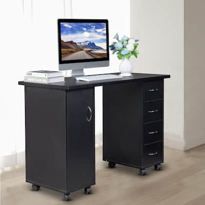 Double Edged Manicure Nail Table Computer Desk with Drawer