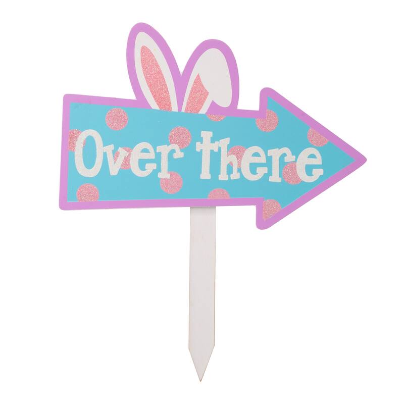 Glitzhome Set of 3 Easter Eggs Wooden Sign Yard Stakes