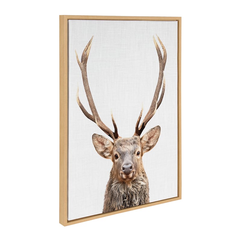Kate and Laurel Sylvie The Red Deer Color Framed Canvas by Simon Te - 23x33 - Natural