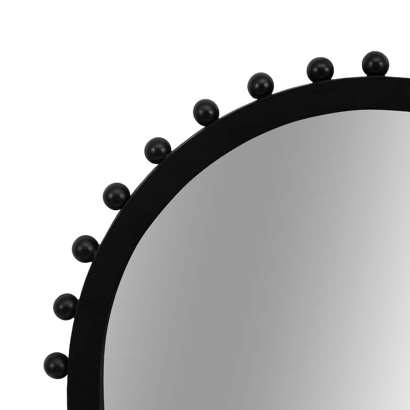 Sagebrook Home Wood, Beaded Arch Mirror, Arch, Solid Color, Quazt and Pine wood Mirror