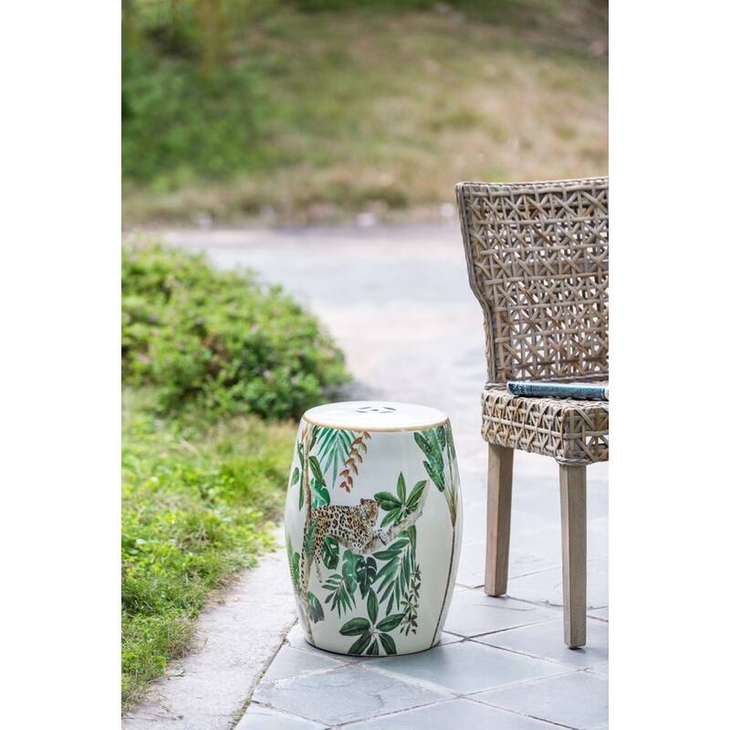 Round Jungle Ceramic Stool - 18"