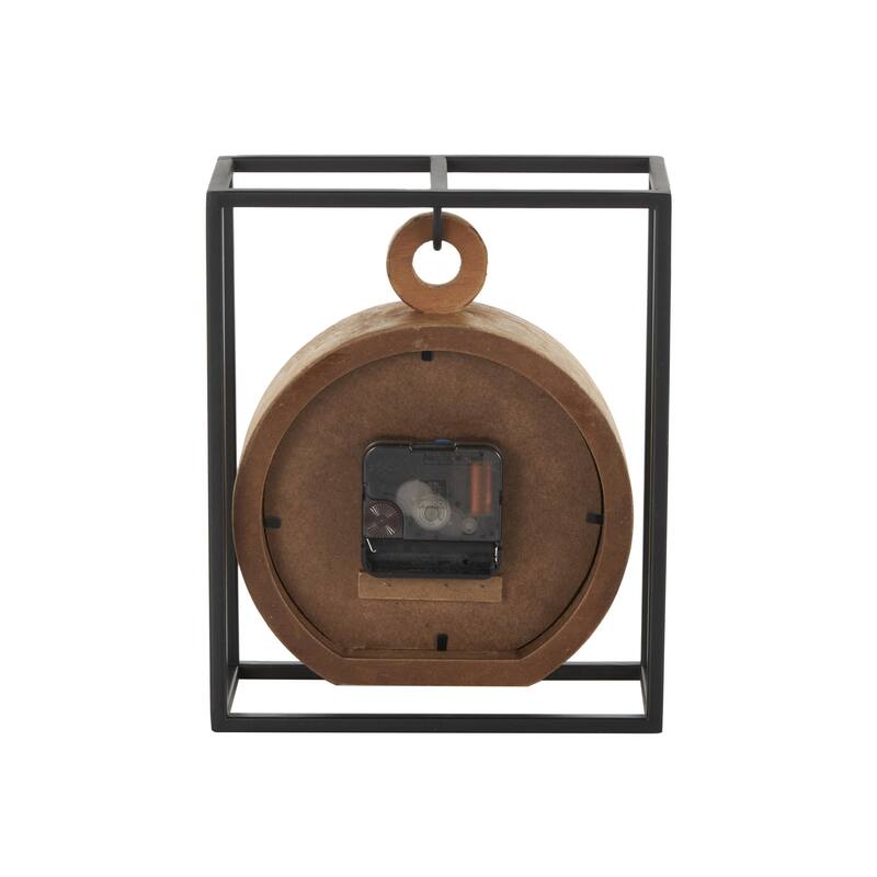 Metal Suspended Decorative Clock with Black Frame - Brown - Roche River Decor