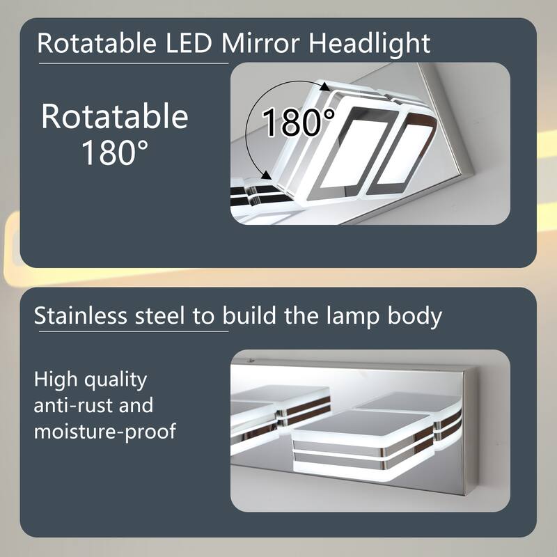 39" Modern 6-Light LED Vanity Light, Square Acrylic Lampshades Wall Mount Fixture for Bathroom, Mirror Lighting