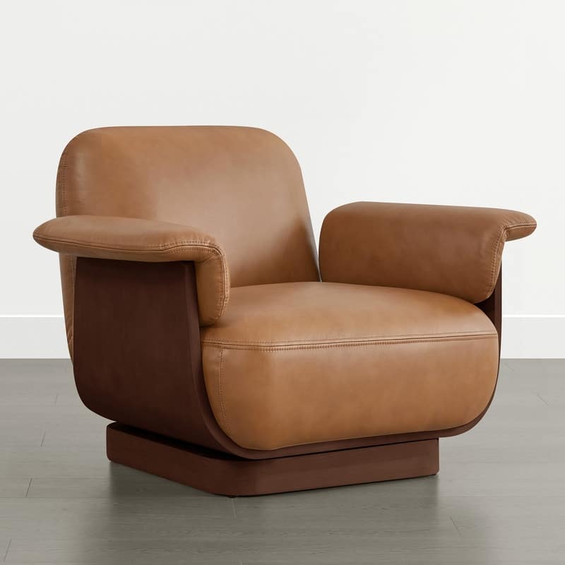 Spruce & Spring Modern Rounded Swivel Accent Chair & Storage Ottoman Set Living Room Set