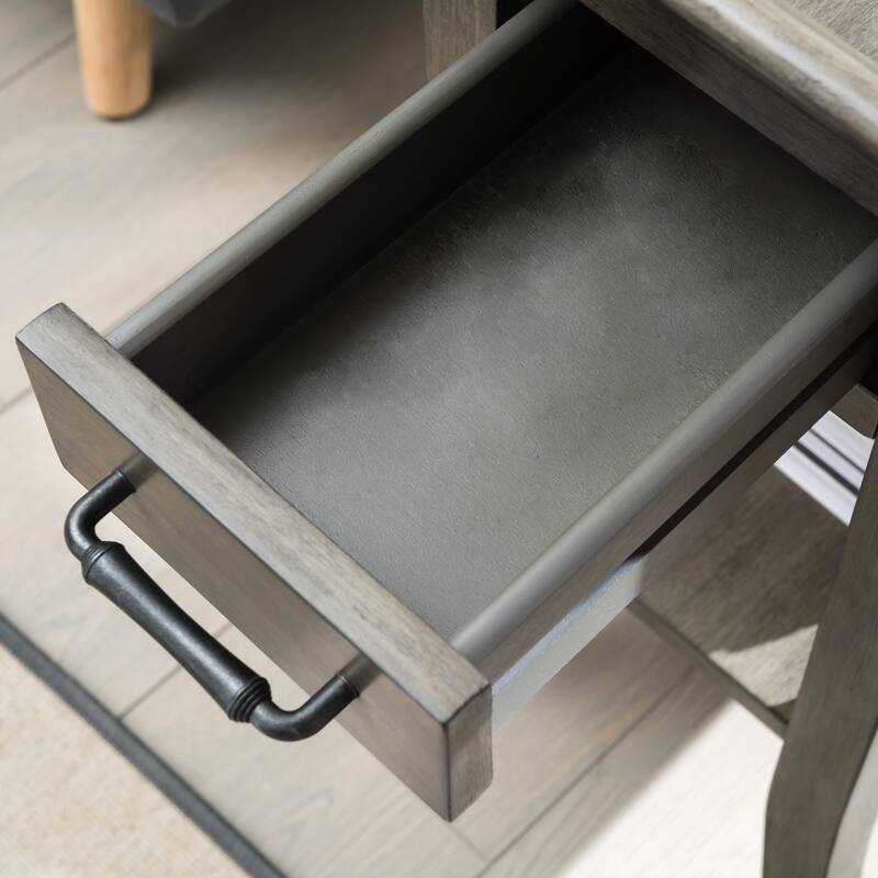 Leick Home One Drawer Traditional Cherry Tray Edge Side Table with Shelf