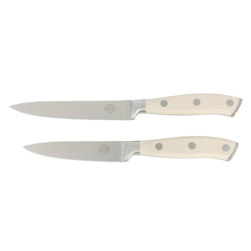 Sur La Table Kitchen Essentials High-Carbon German Steel 7 Piece Forged Cutlery Kitchen Knife Block Set W/ Ashwood Block