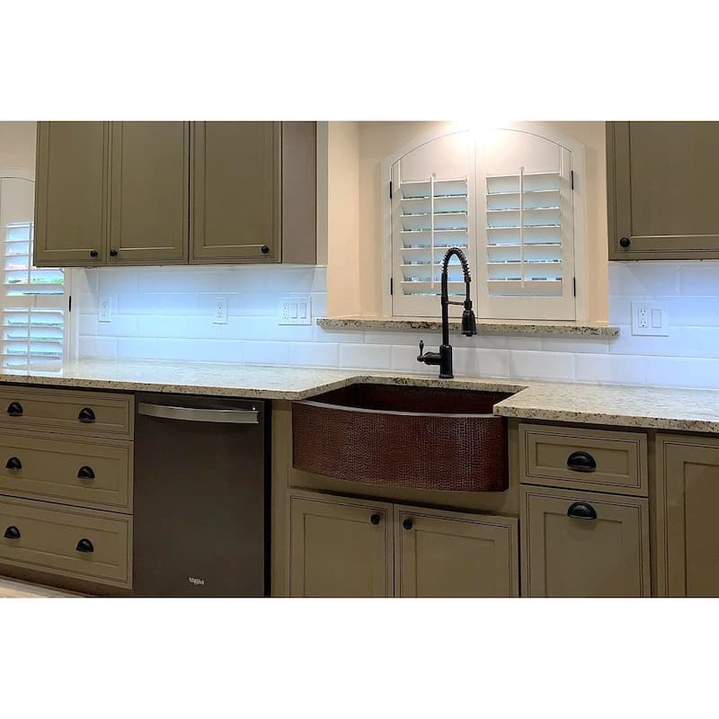 30-in Hammered Copper Rounded Apron Front Single Basin Kitchen Sink (KASRDB30249)