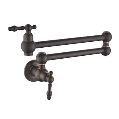 2-Handle Wall Mounted 180°horizontal rotation Pot Filler in Oil Rubbed Bronze