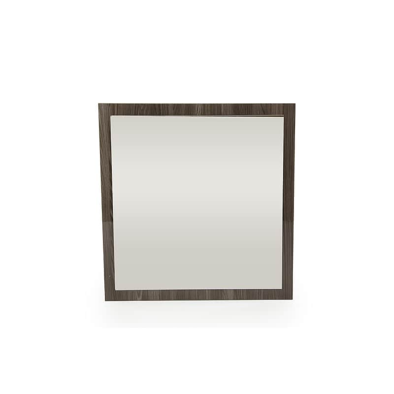 HomeRoots 41" Grey Mdf Glass And Veneer Mirror - 15
