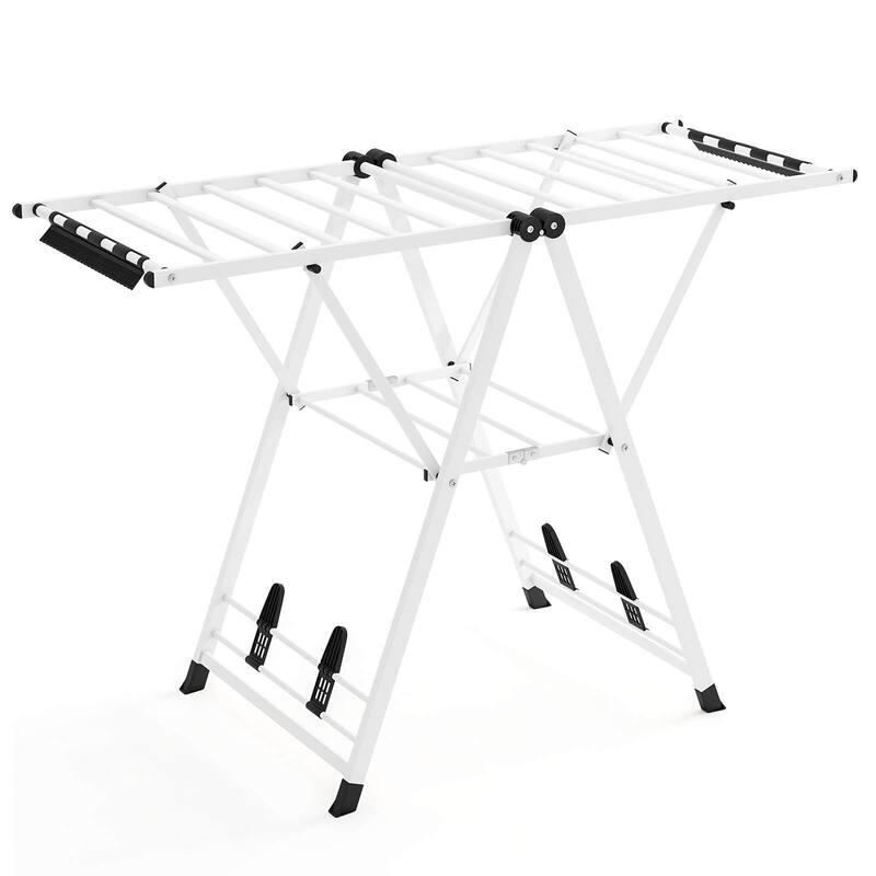 Costway Foldable Metal Laundry Drying Rack with Height Adjustable - See Details - White