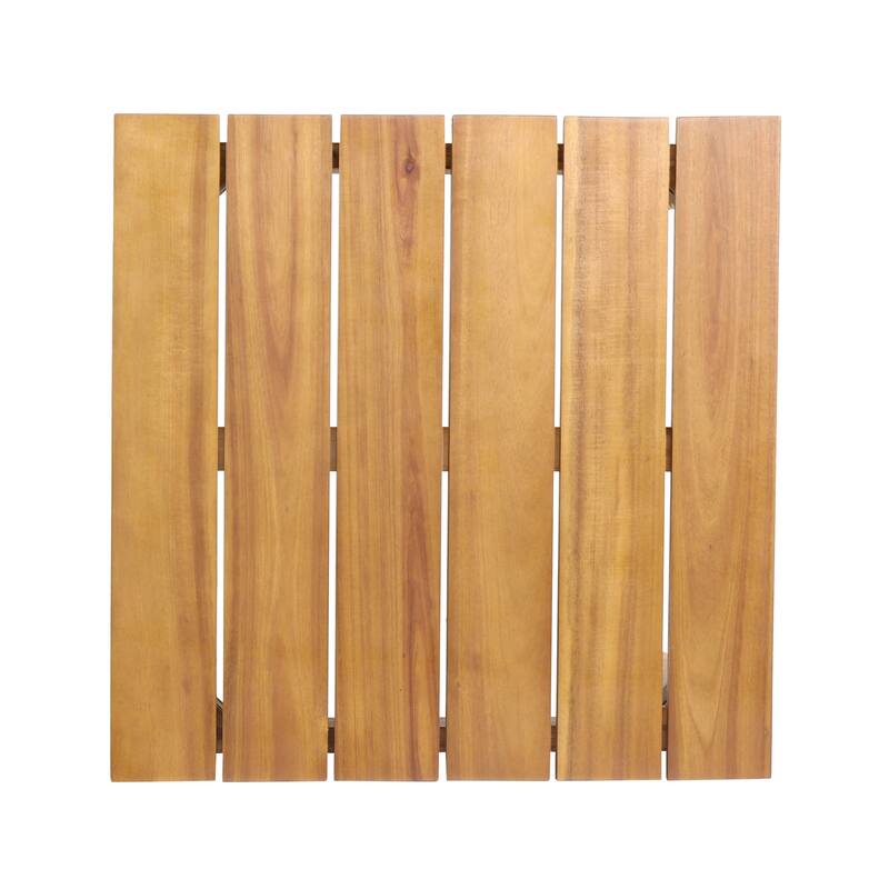 Rustic Acacia Wood Side Table with Slat Top