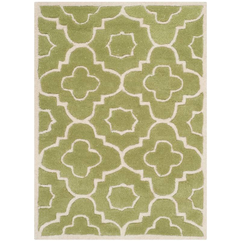 SAFAVIEH Handmade Chatham Franziska Modern Wool Rug - 2' x 3' - Green/Ivory