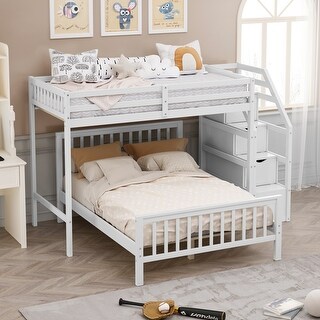 Twin over Full Loft Bed with Staircase - Bed Bath & Beyond - 36039884