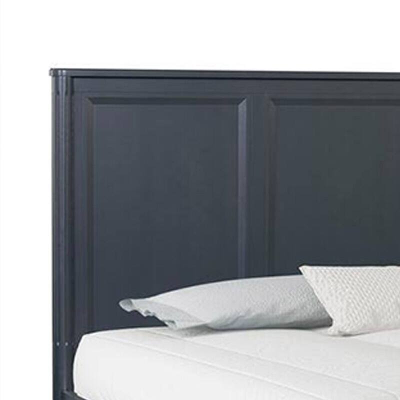 Alta King Size Bed, Classic French Design, Malta Blue Solid Wood Frame