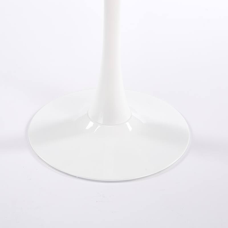 Pedestal Dining Table Round Top MDF and Metal Halloween Style Modern