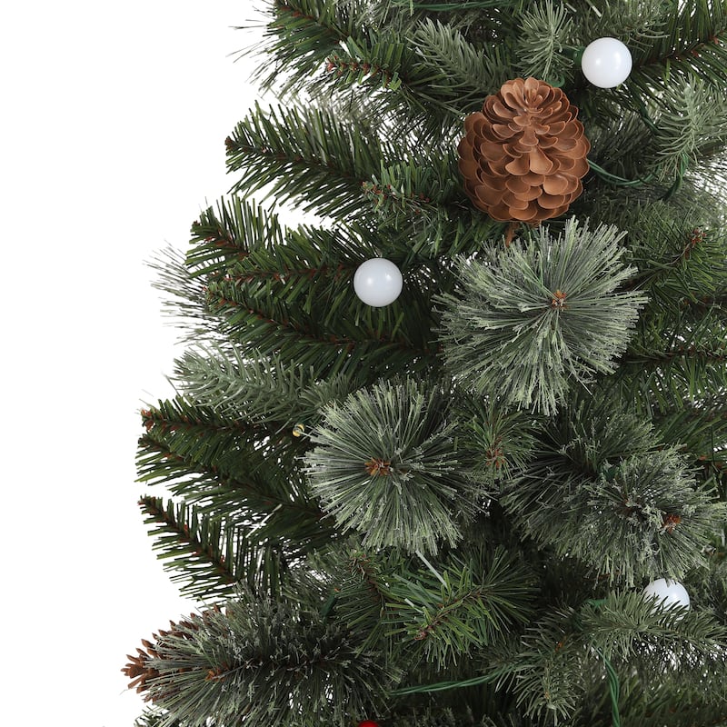 Glitzhome 4.5ft Christmas Santa Boots Porch Tree with 75 Warm White/Multi-color LED Lights