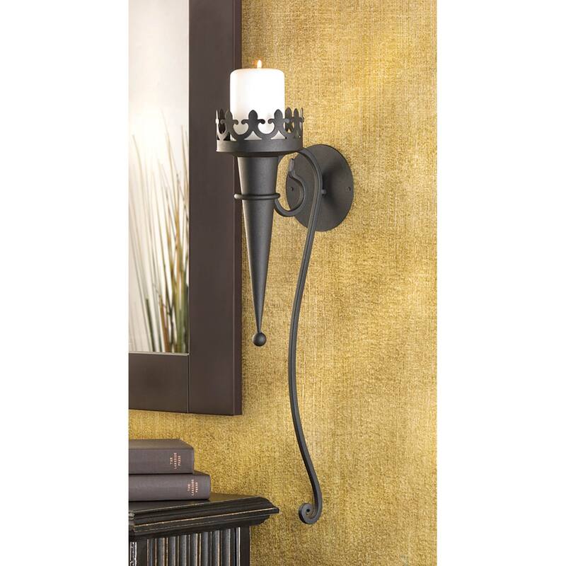 Gothic Candle Wall Sconce - 18.75" - Black