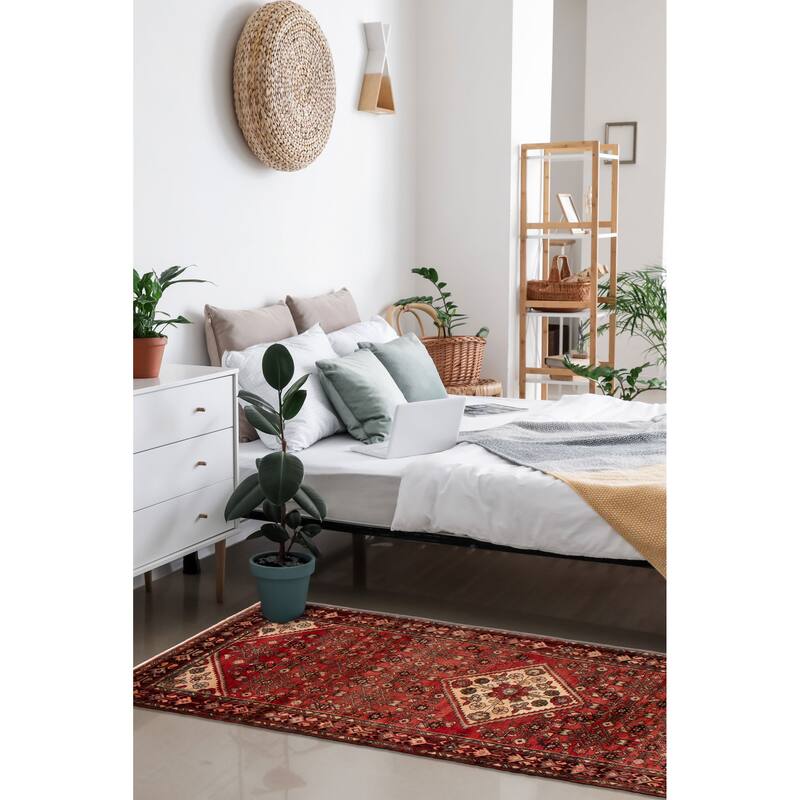 ECARPETGALLERY Hand-knotted Andelz Red Wool Rug - 3'8 x 10'2