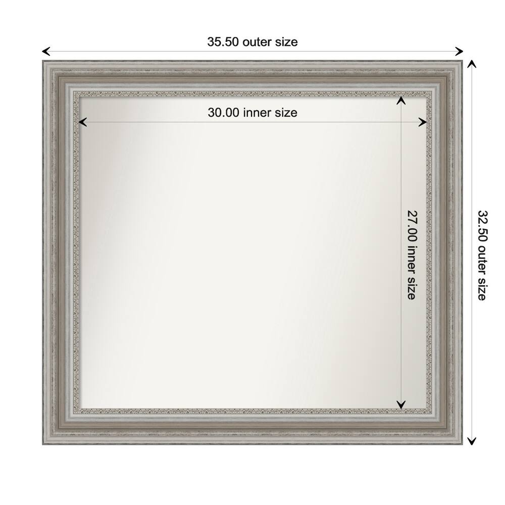 Parlor Silver Framed Non-Beveled Custom Wall Mirror, Bathroom Vanity Mirror