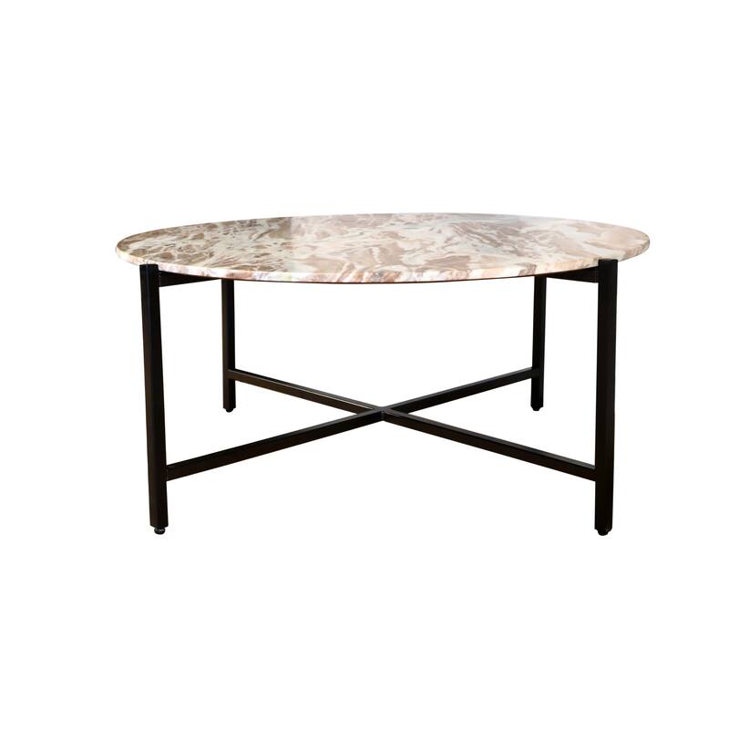 Marble Nesting Table with Metal Frame 17 Inch Height Space-Saving Modern Side Table
