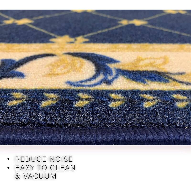 Custom Size French Trellis Design Brown,Red,Blue Color Non-Slip Rubber Backing- 31 Inch WidexYour Choice of Length Runner Rug