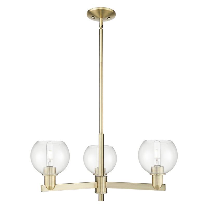 Innovations Lighting Endless Possibilities Arcadia - Athens - 3 Light 28" Stem Hung Chandelier - Antique Brass/Clear