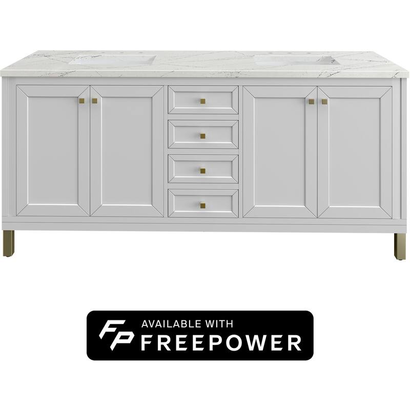 James Martin Vanities 503-V72-FENC Chicago 72" Free Standing Double - Glossy White